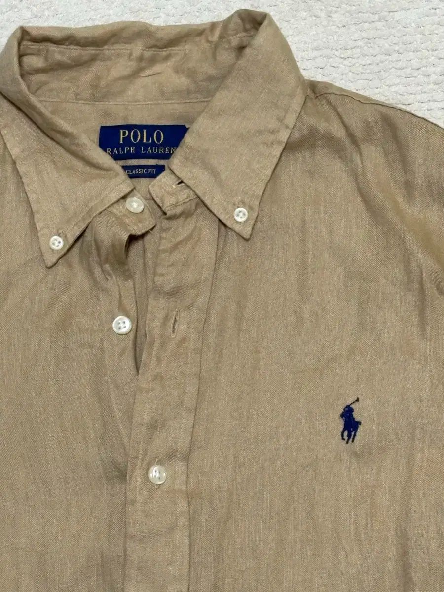 ポロラルフローレン リネンシャツ ベージュ M - メルカリ