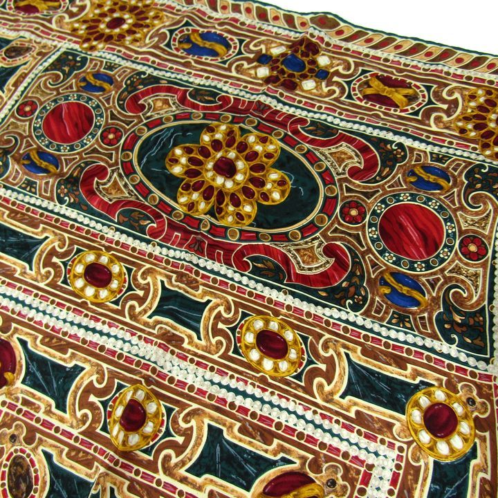 シャネル グリポア ジュエリー柄 スカーフ パール 宝石 大判