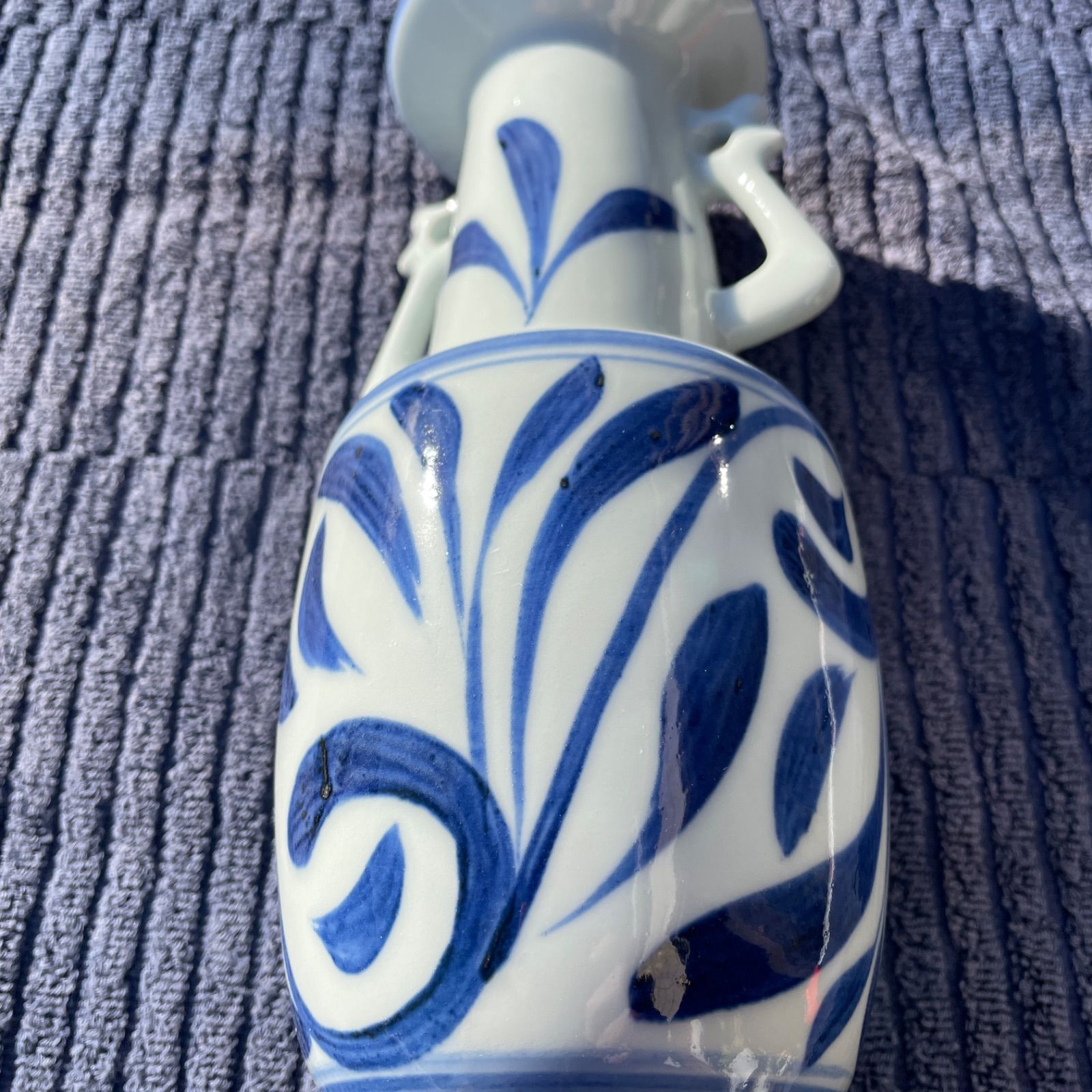 とべ 砥部焼 双耳 花器 勝山 花瓶 勝山窯 染付 未使用 9.5×24 - メルカリ