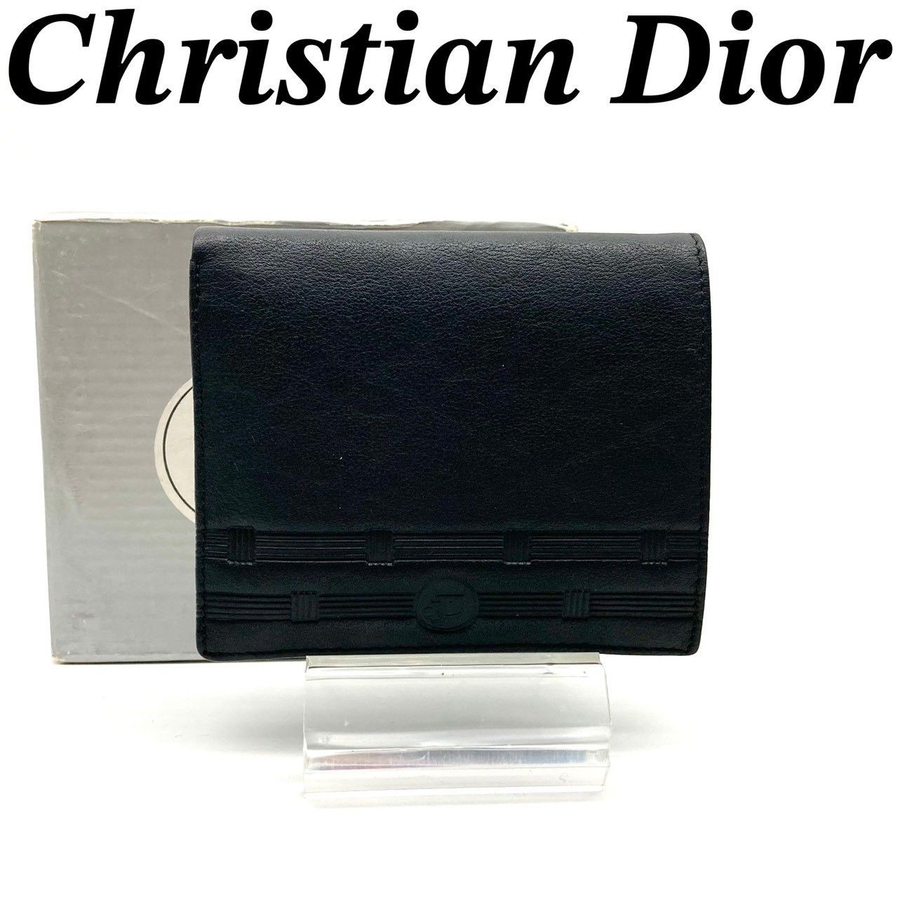クリスチャンディオール 二つ折り財布 折り財布 レザー ブラック 71226