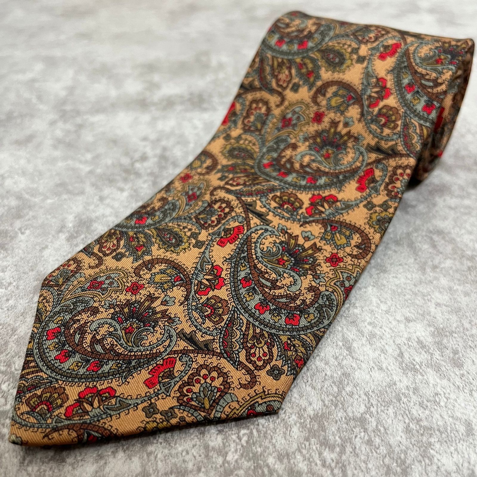 ペイズリー】ペイズリー柄ネクタイ イエロー 花柄 レッド ボタニカル