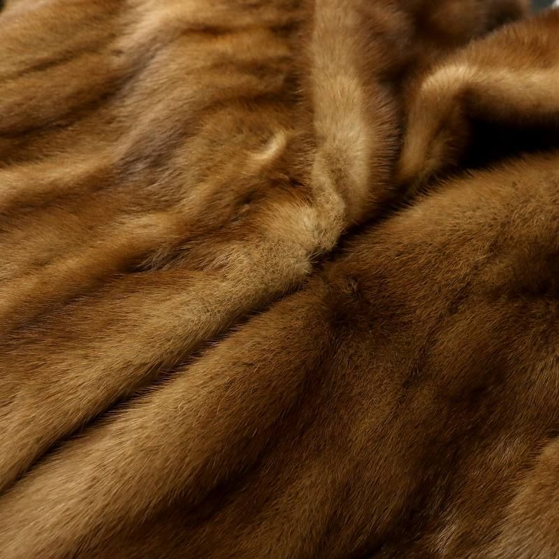 【中古】SELECTED FUR ファーコート ミドル ハーフ ミンク 毛皮 総裏地 レース 刺繍 茶 ブラウン /MP ■GY11 SELECTED FUR ファーコート ミドル ハーフ ミンク 毛皮 総裏地 レース