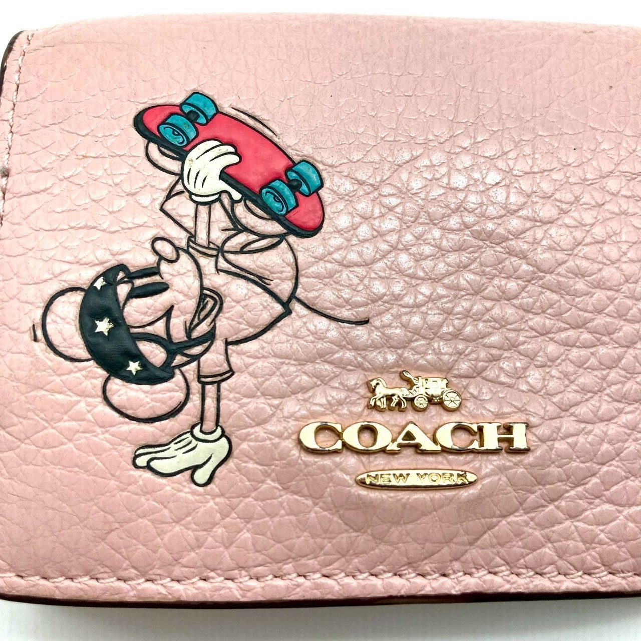 コーチ 三つ折り財布 折り財布 レザー ピンク ディズニー ミッキー