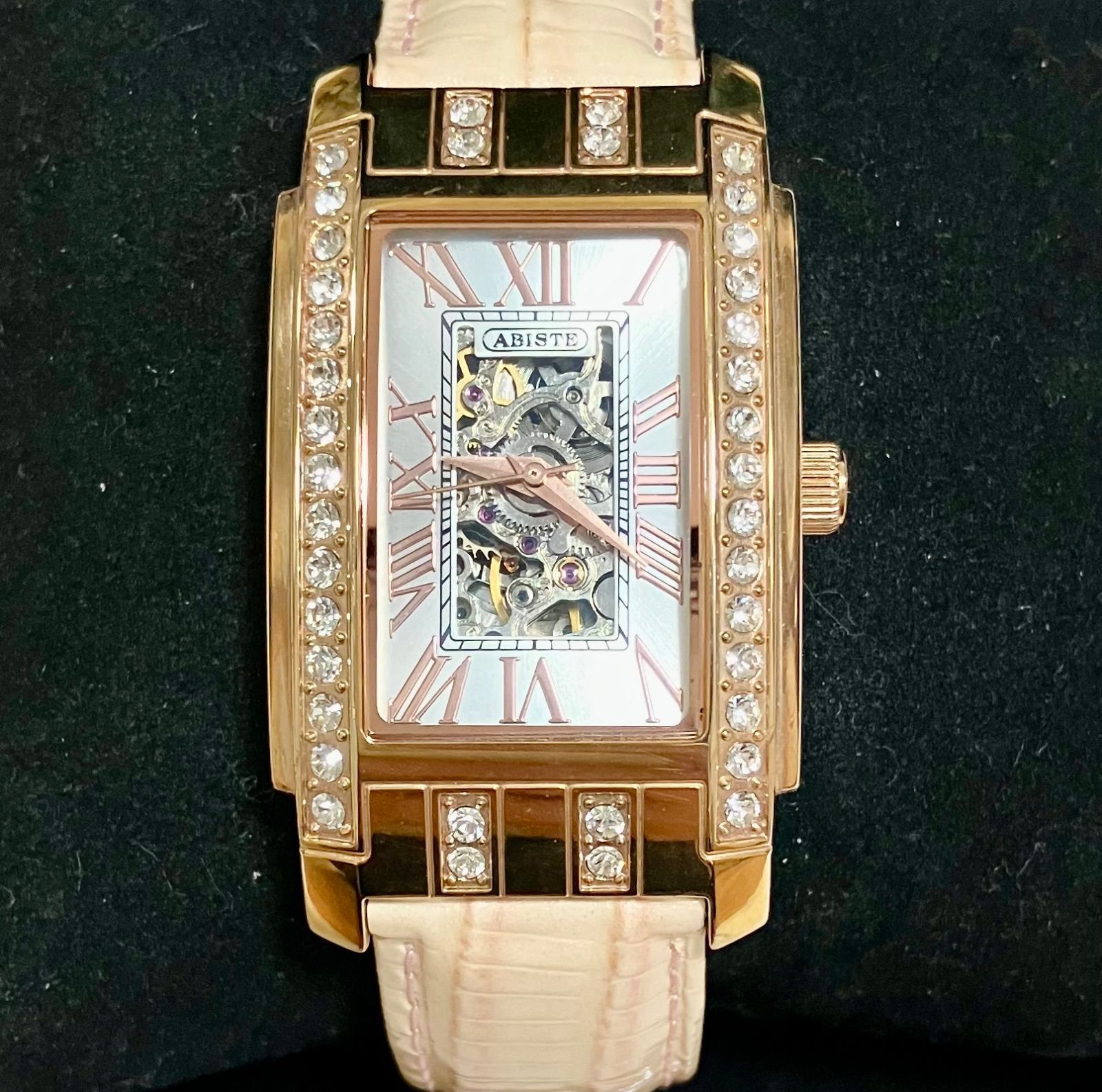 ☆稼働品☆ABISTE アビステ☆スケルトン☆シルバー文字盤☆自動巻/AT