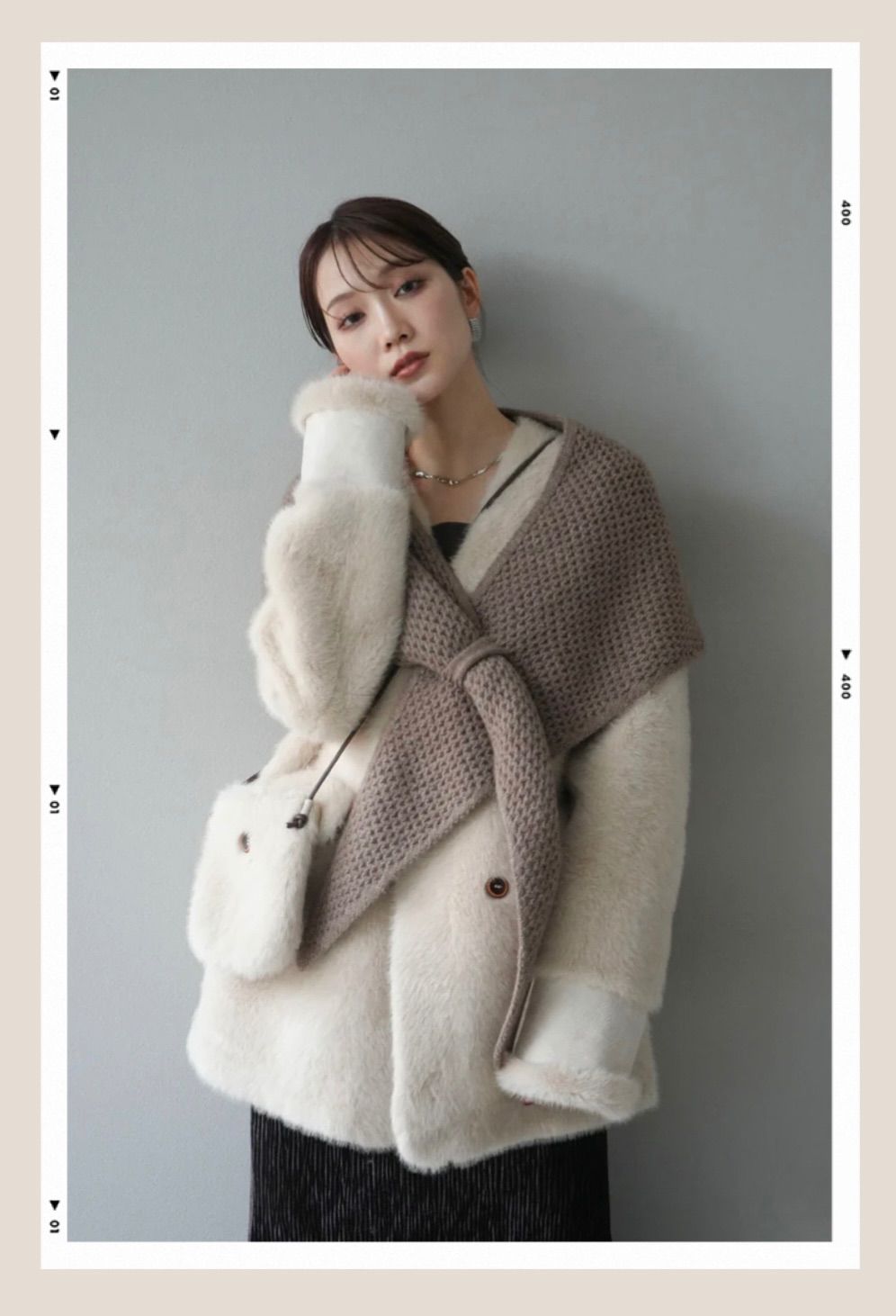 バッグ付エコファーノーカラーコートBEIGE lumier リュミエ - メルカリ