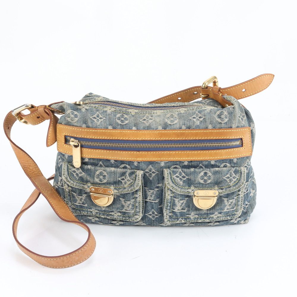 極美品 ルイヴィトン モノグラム デニム バギー PM M95049 レザー