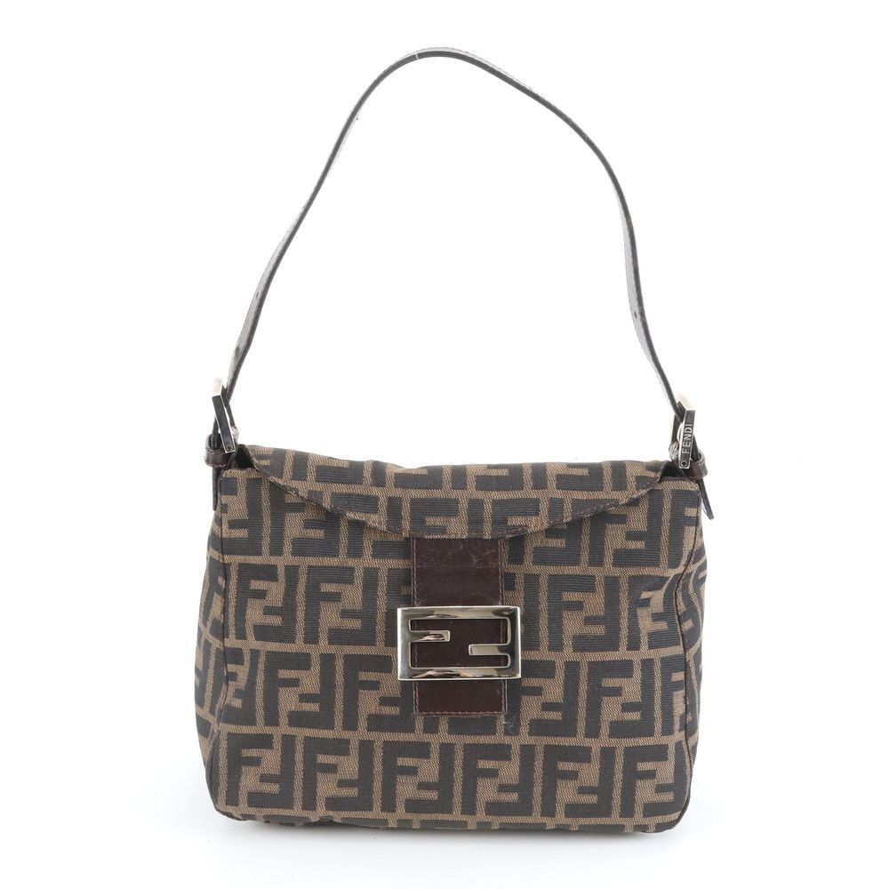 極美品 フェンディ ズッカ マンマバケット FF 金具 レザー ショルダー