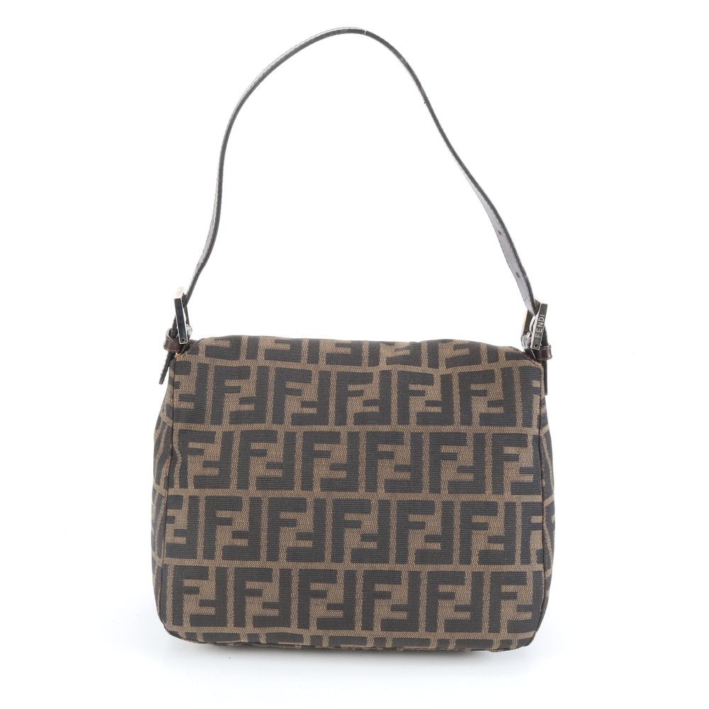 【美品】フェンディ　マンマバケット　ズッカ柄　FF キャンバス　レザー　茶 極美品 フェンディ ズッカ マンマバケット FF 金具 レザー ショルダー