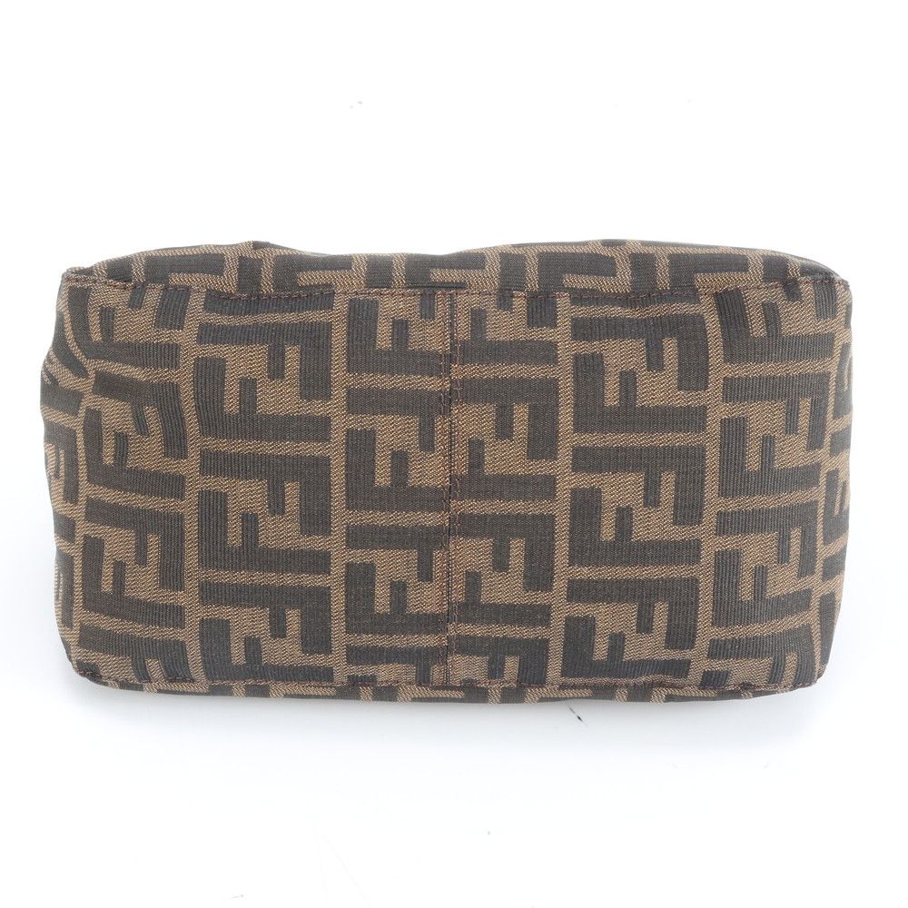 【美品】フェンディ　マンマバケット　ズッカ柄　FF キャンバス　レザー　茶 極美品 フェンディ ズッカ マンマバケット FF 金具 レザー ショルダー