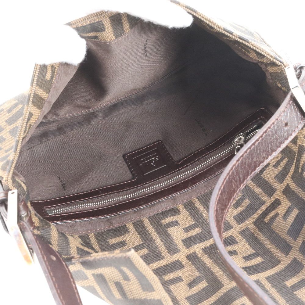 極美品 フェンディ ズッカ マンマバケット レザー キャンバス