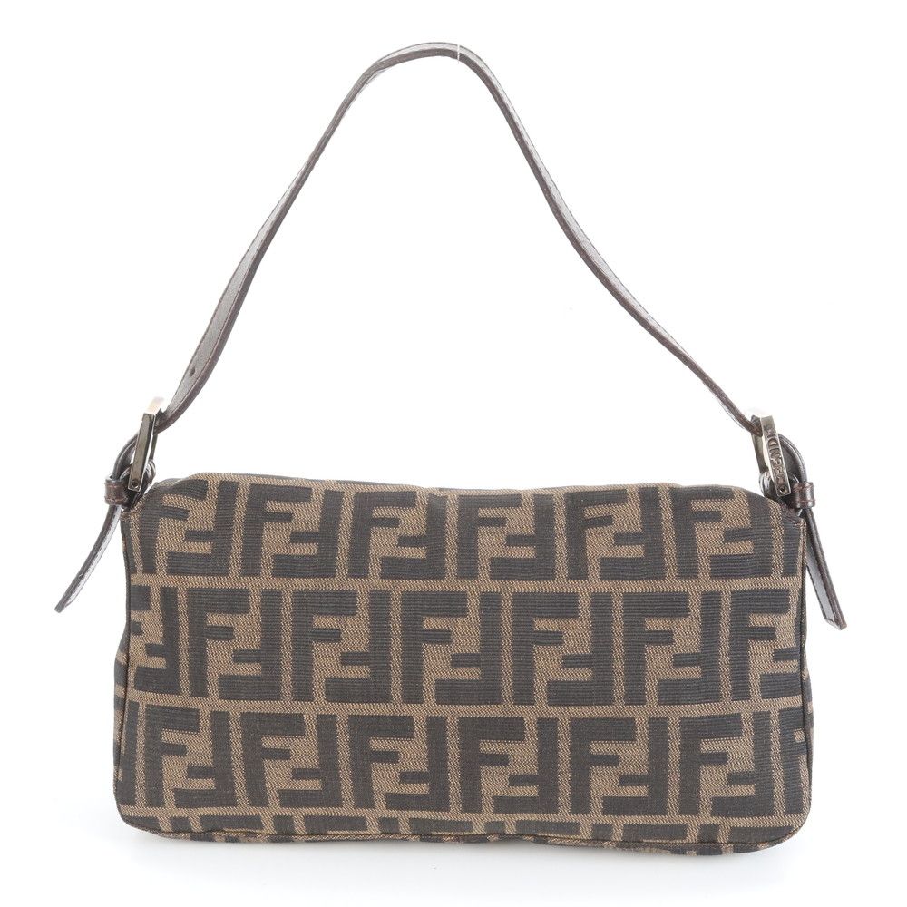 極美品 フェンディ ズッカ マンマバケット レザー キャンバス