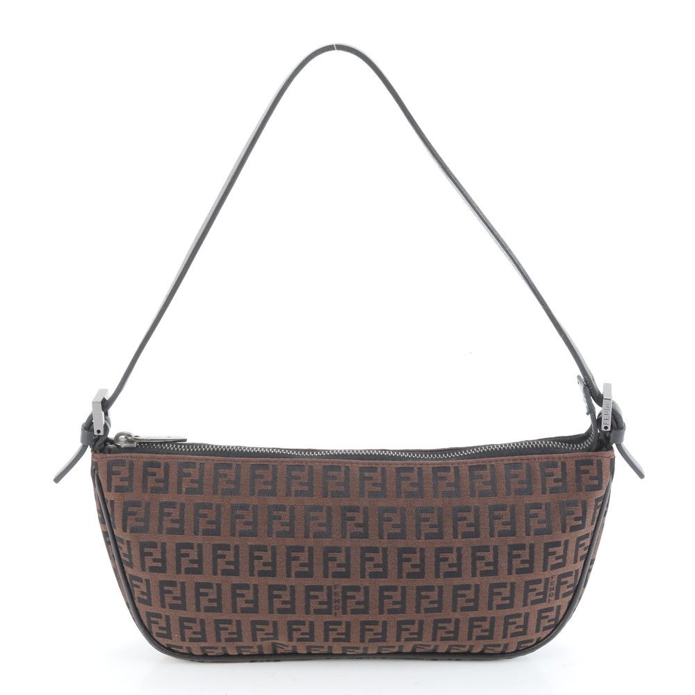 極美品 フェンディ ズッキーノ レザー キャンバス ショルダーバッグ