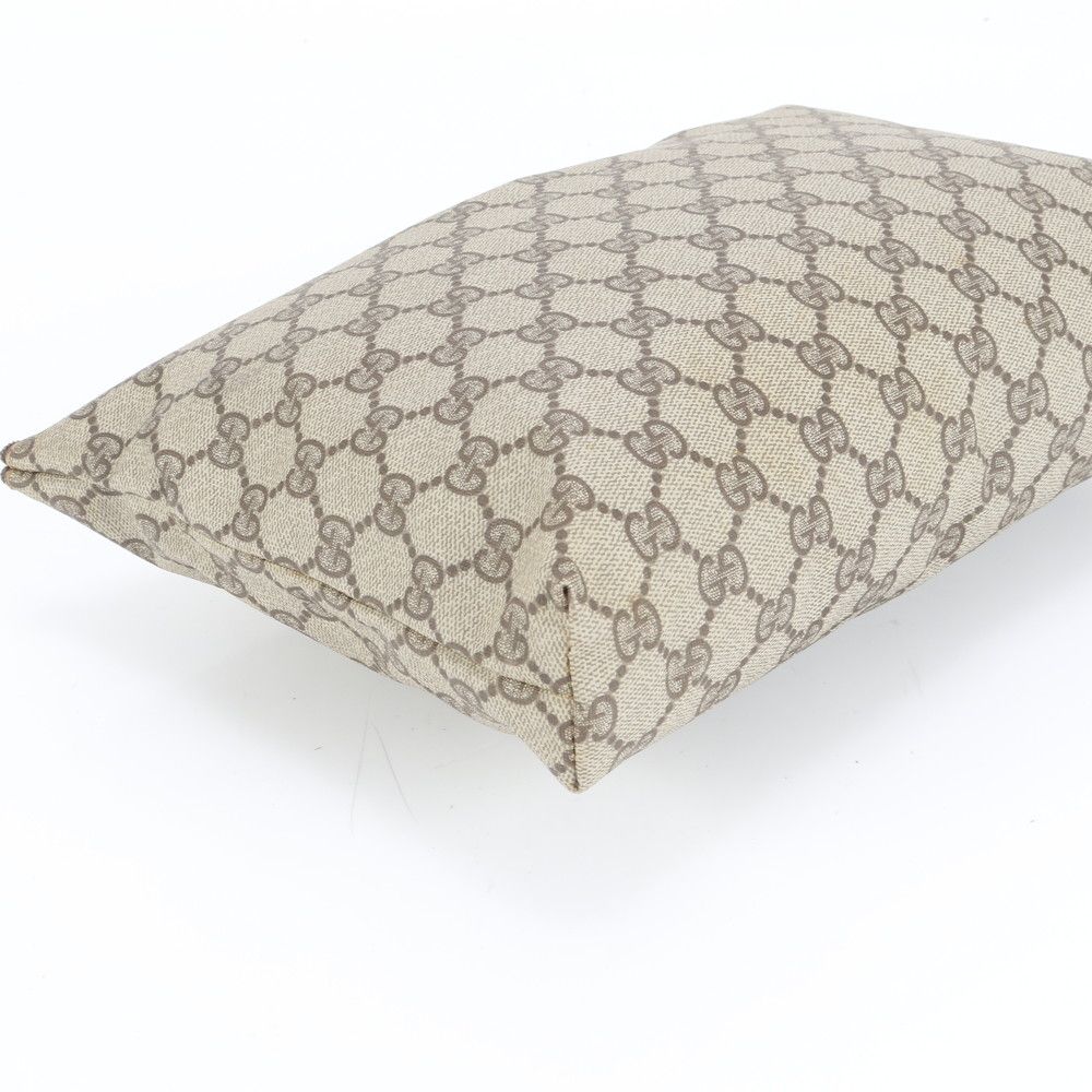 【美品】グッチ　ポーチ　セカンドバッグ　GGスプリーム　PVC レザー　ブラウン 美品 GUCCI グッチ クラッチバッグ セカンドバッグ シェリーライン