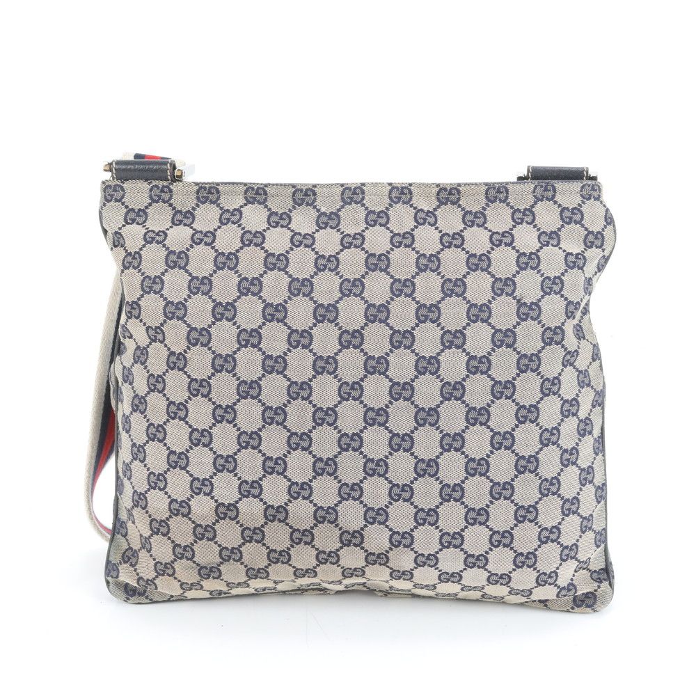 美品 グッチ GGキャンバス シェリー ライン 169937 レザー ショルダー