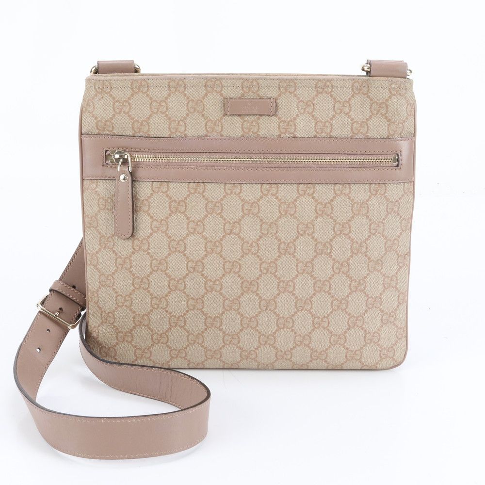 美品 グッチ GGスプリーム 295257 レザー ショルダーバッグ 斜め掛け