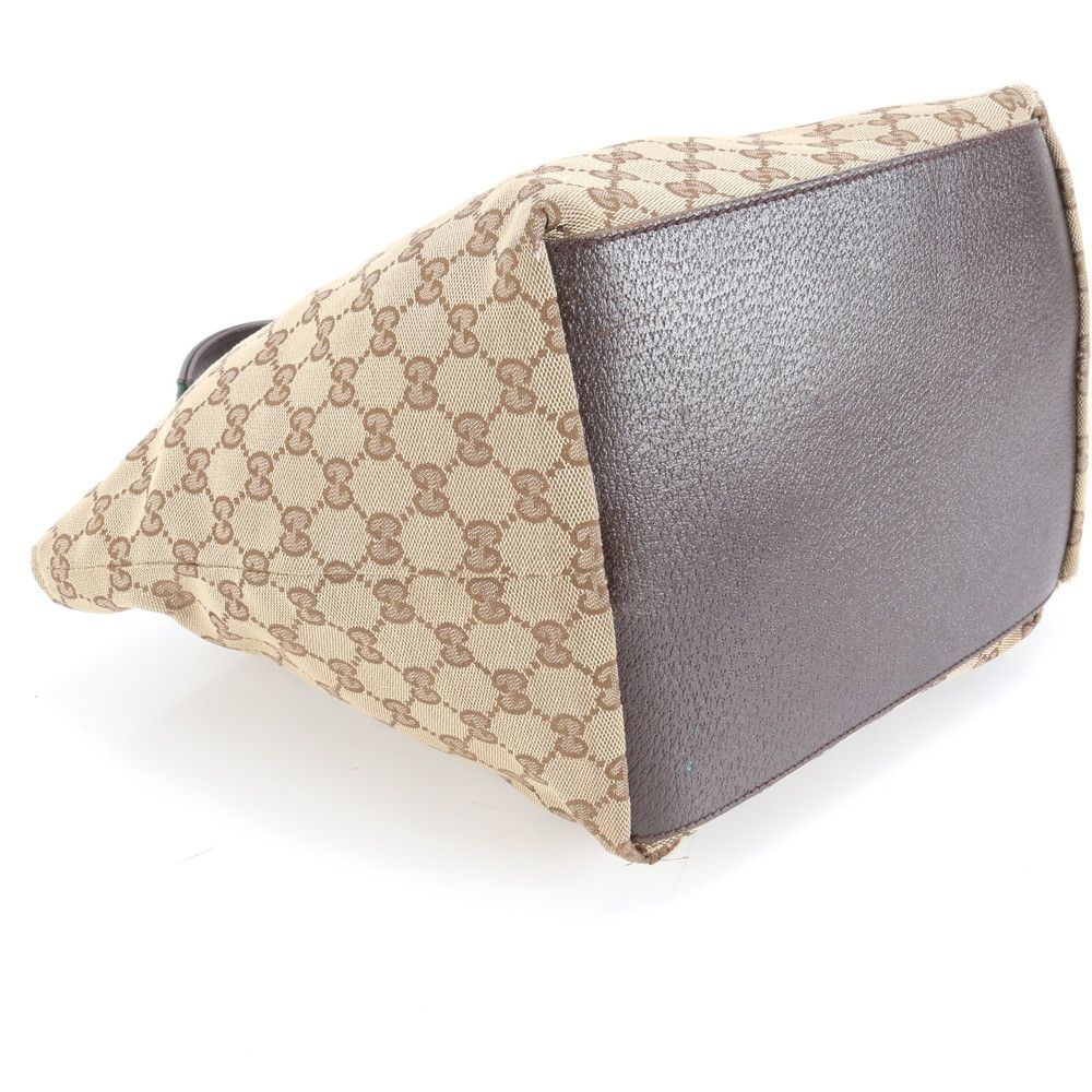 美品 グッチ GGキャンバス シェリー ライン 131230 レザー トート