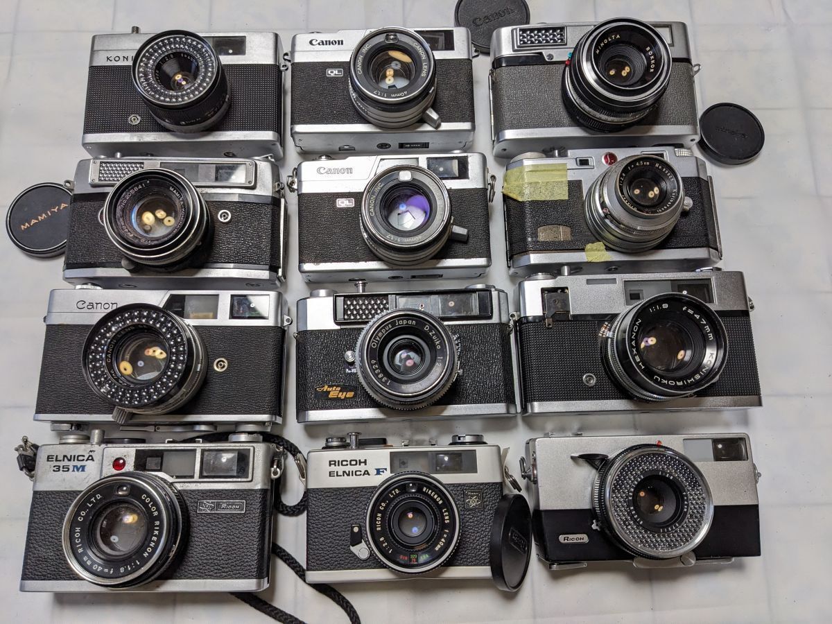 ☆12台まとめ / ジャンク☆ Canonet QL17, Ricoh ELNICA, Olympus Auto