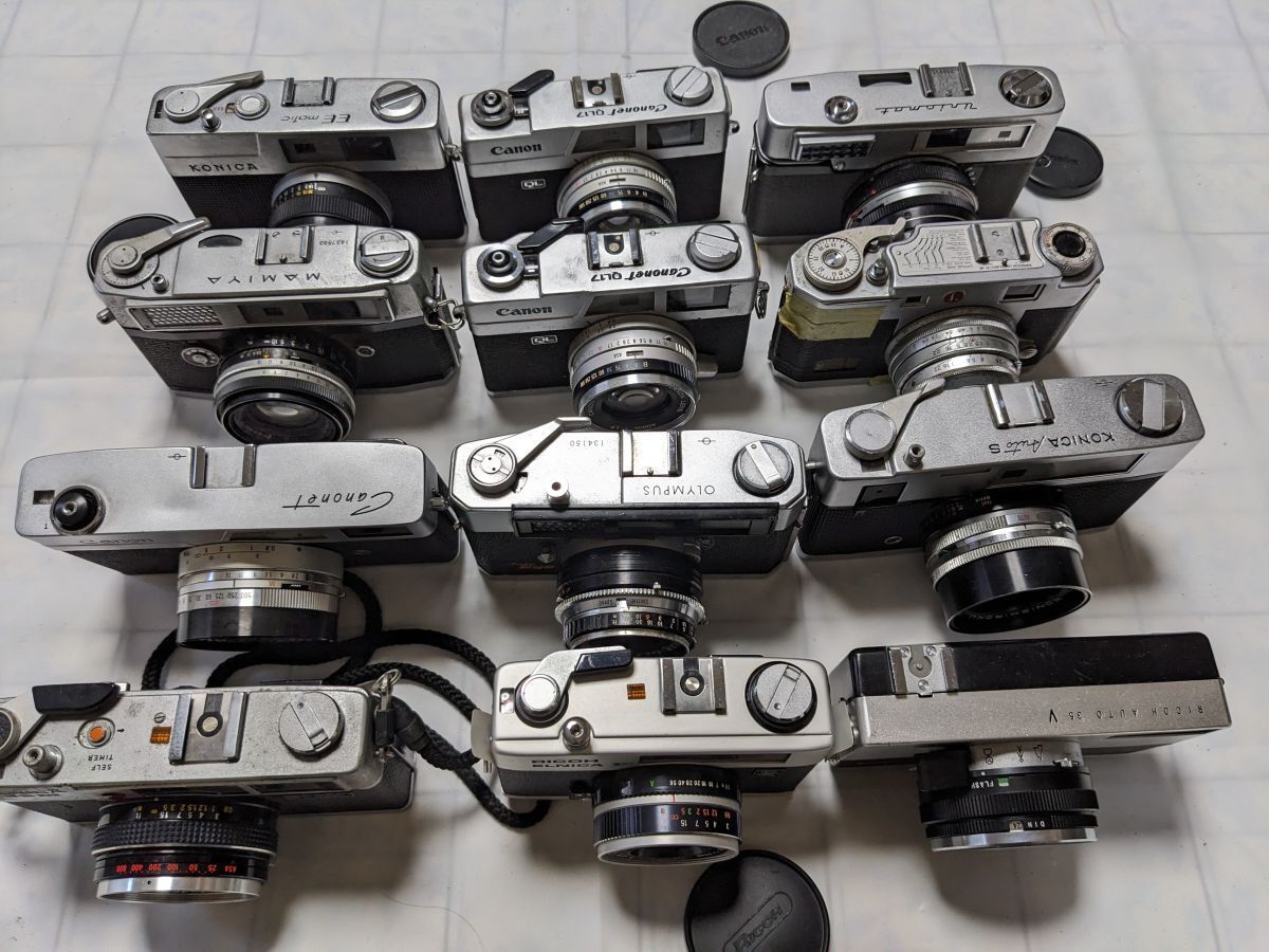 ☆12台まとめ / ジャンク☆ Canonet QL17, Ricoh ELNICA, Olympus Auto
