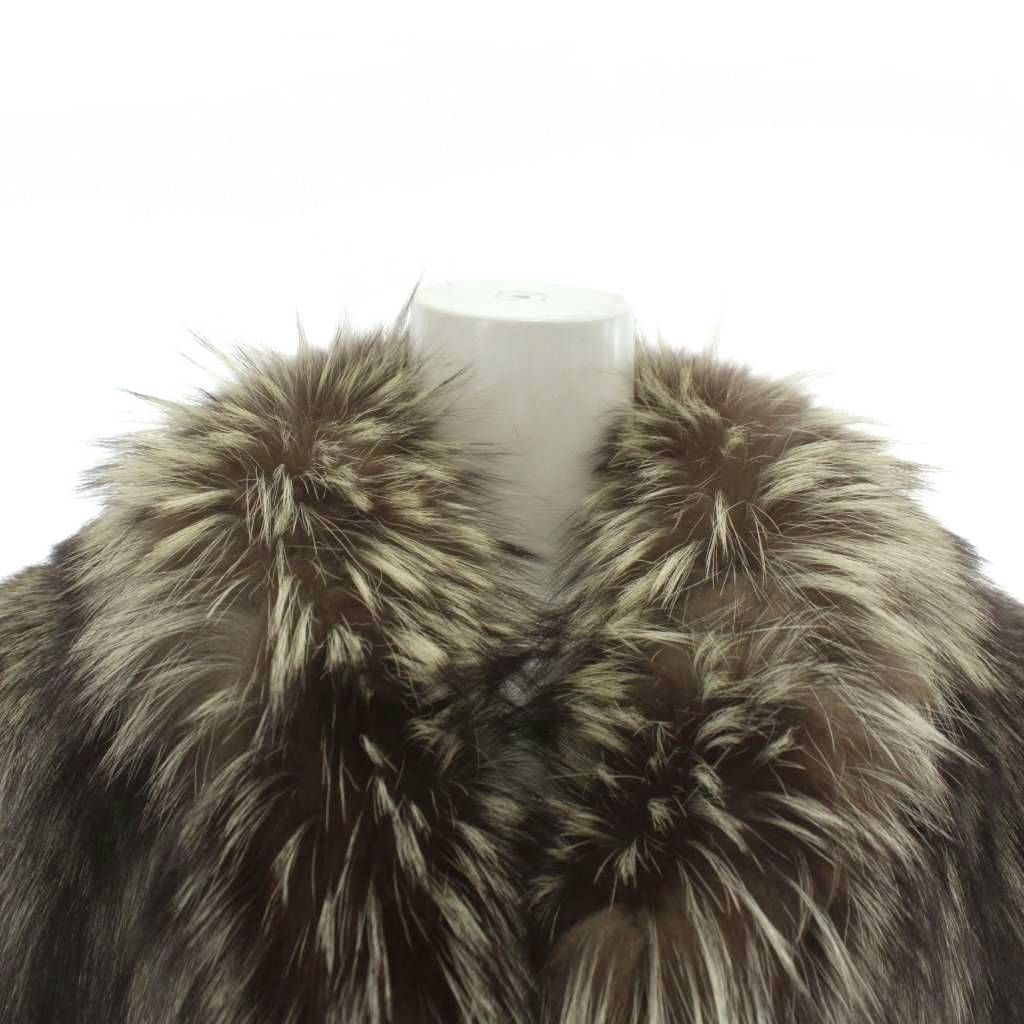 ノーブランド ファーコート アウター 毛皮 シルバーフォックス ミドル