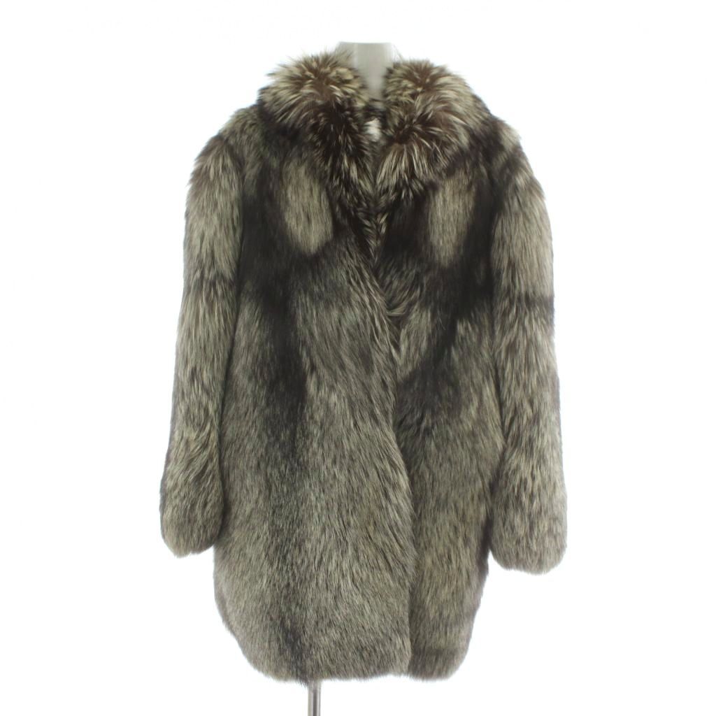 ノーブランド ファーコート アウター 毛皮 シルバーフォックス ミドル
