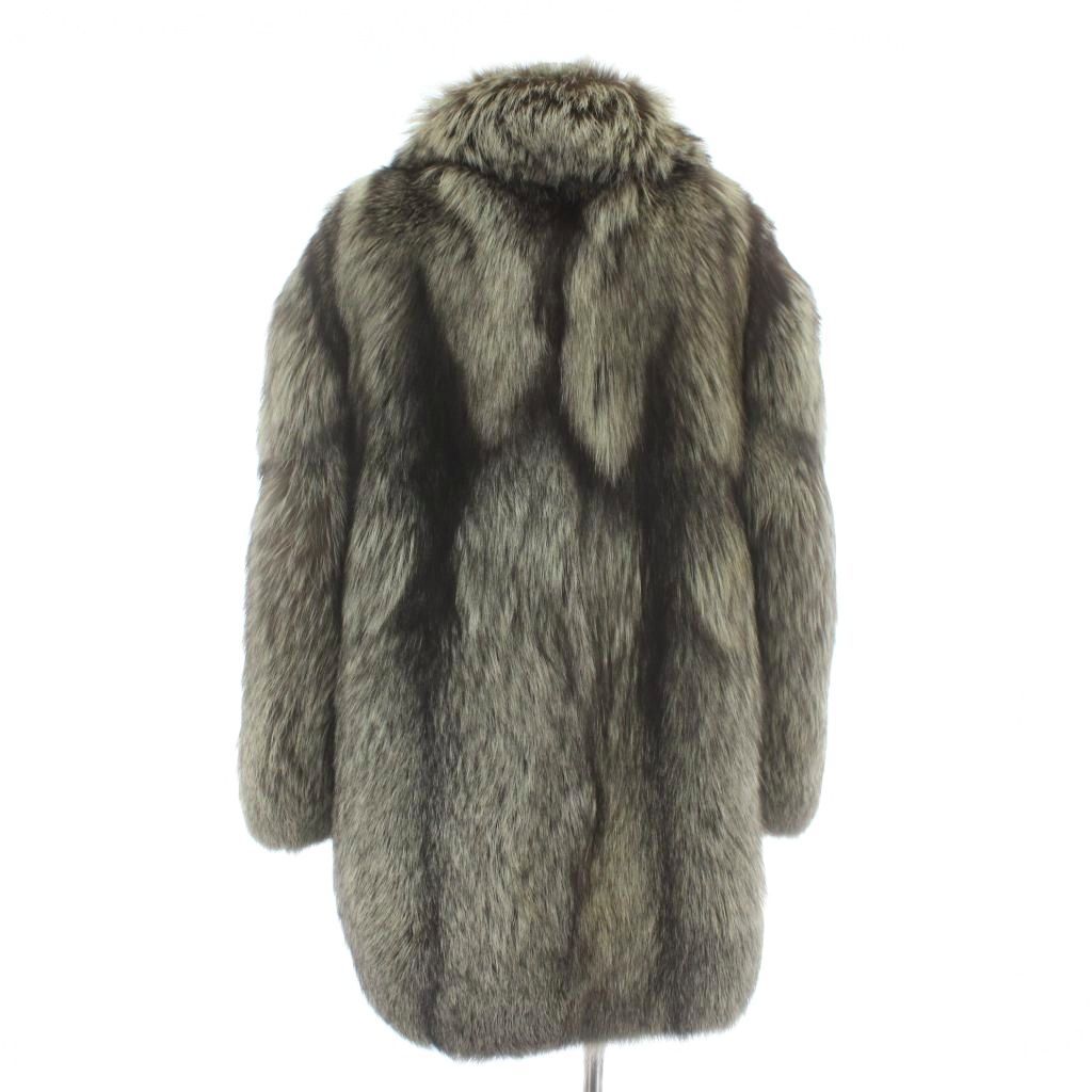 ノーブランド ファーコート アウター 毛皮 シルバーフォックス ミドル