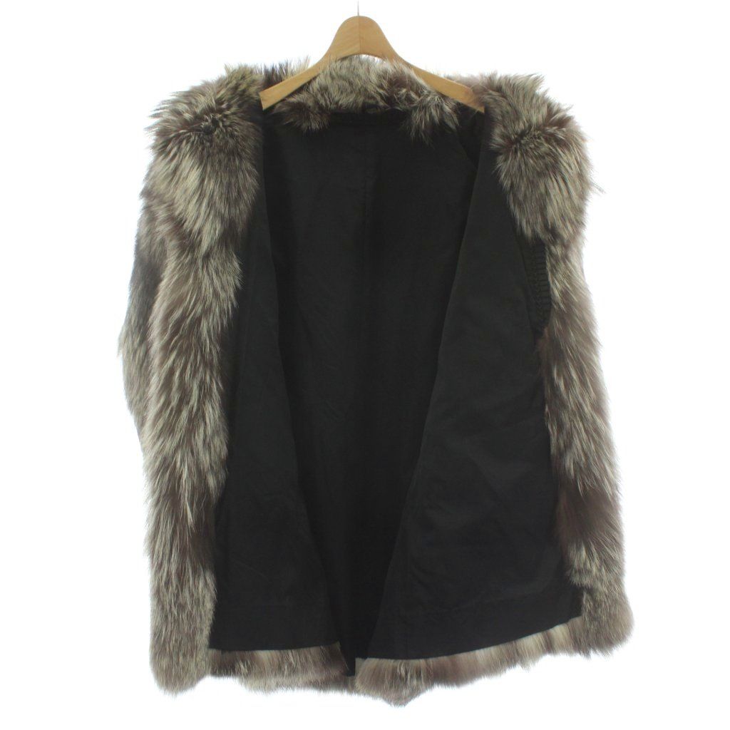 ノーブランド ファーコート アウター 毛皮 シルバーフォックス ミドル