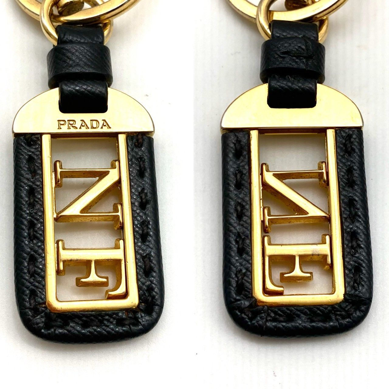 プラダ キーホルダー バッグチャーム キーリング ブラック ゴールド