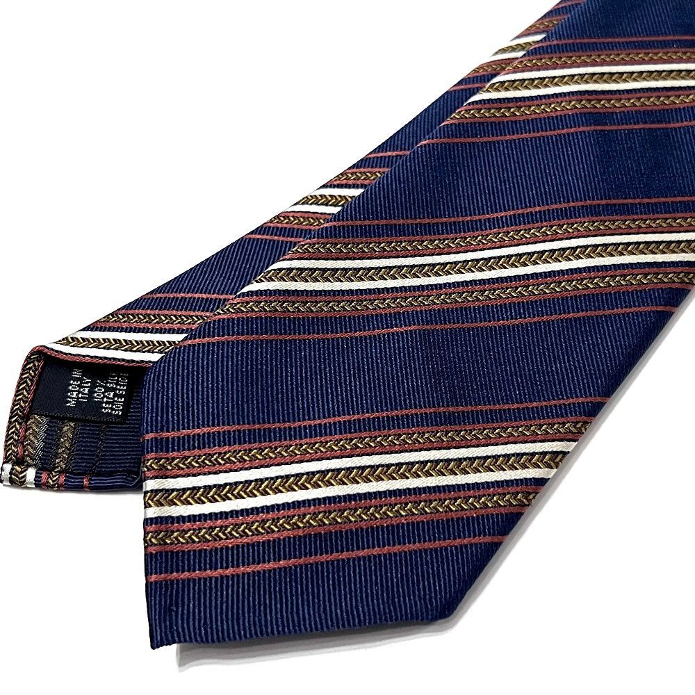 新品　Atto Vannucci　アットヴァンヌッチ　ネクタイ　ストライプ　紺青 Atto Vannucci（アット ヴァンヌッチ）シルクストライプスフォデラート