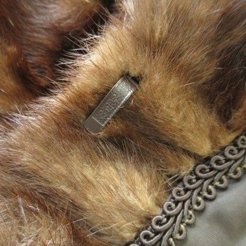 ノーブランド ファーコート ロング丈 スタンドカラー ミンク 毛皮 茶