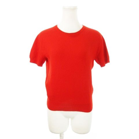 シャネル CHANEL ニット セーター クルーネック 半袖 カシミヤ ロゴ 38