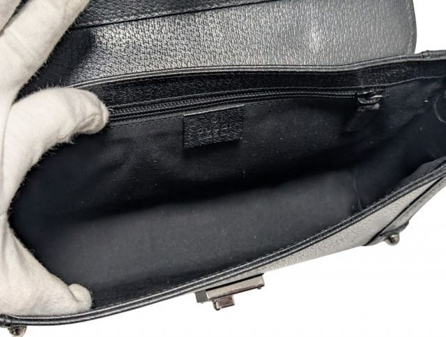 古い　オールブラック　グッチ　大型バック グッチ セカンドバッグ レザー 140969 ブラック 黒 クラッチバッグ