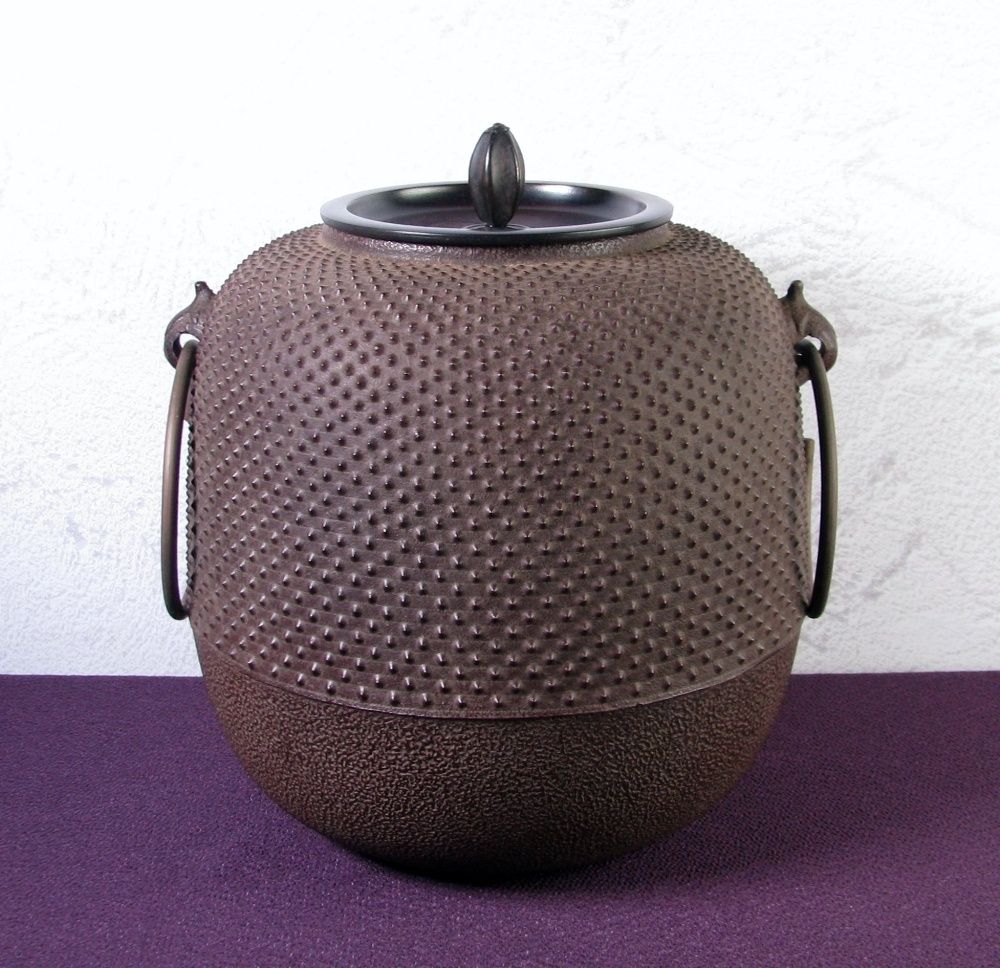 高橋敬典作 棗霞釜 高さ：21.5cm 未使用品 共箱 釜かん付 茶道具