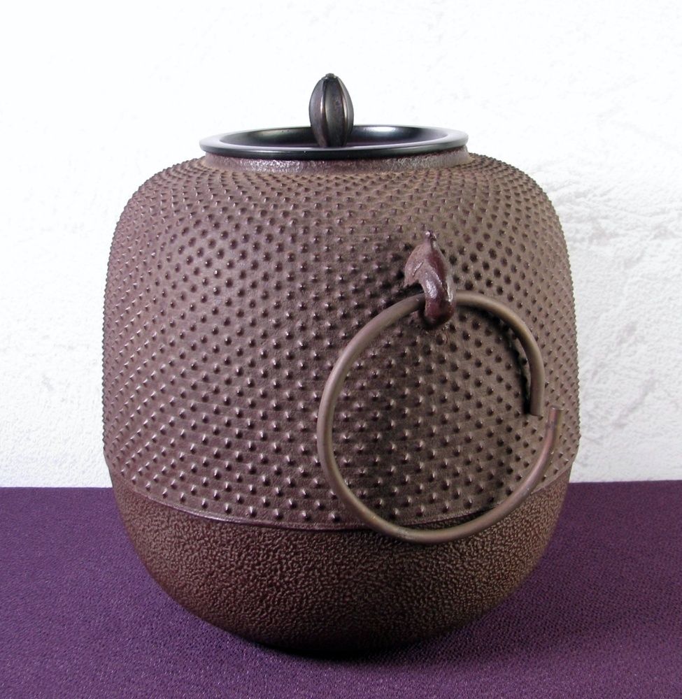 高橋敬典作 棗霞釜 高さ：21.5cm 未使用品 共箱 釜かん付 茶道具