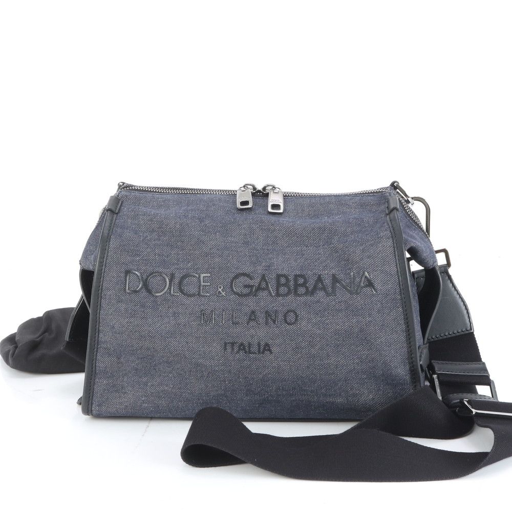 現行未使用級 ドルチェ&ガッバーナ デニムショルダーバッグ デカロゴ 極美品 D&G ドルチェアンドガッバーナ エッジ ロゴ デニム レザー