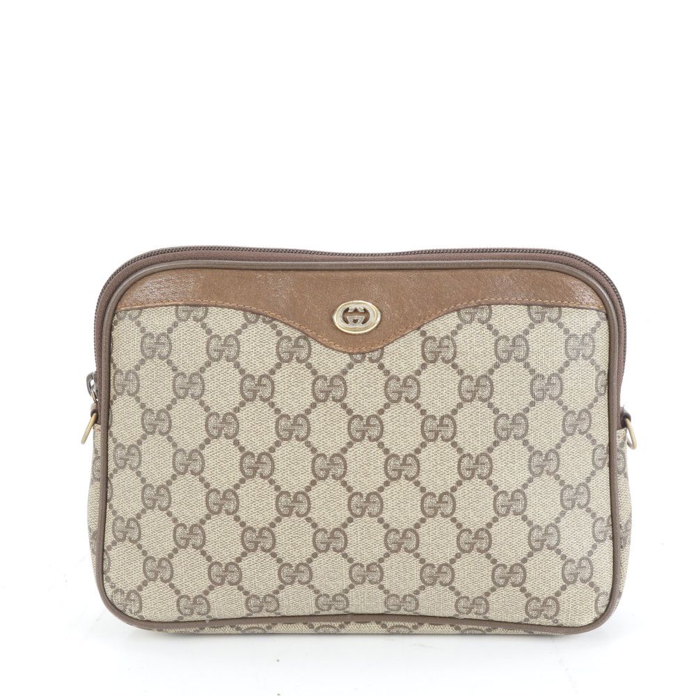 GUCCI GGスプリーム　オールドグッチ　ポーチ　インターロッキング　ロゴ GUCCI GGスプリーム インターロッキング ポーチ レザー オールドグッチ