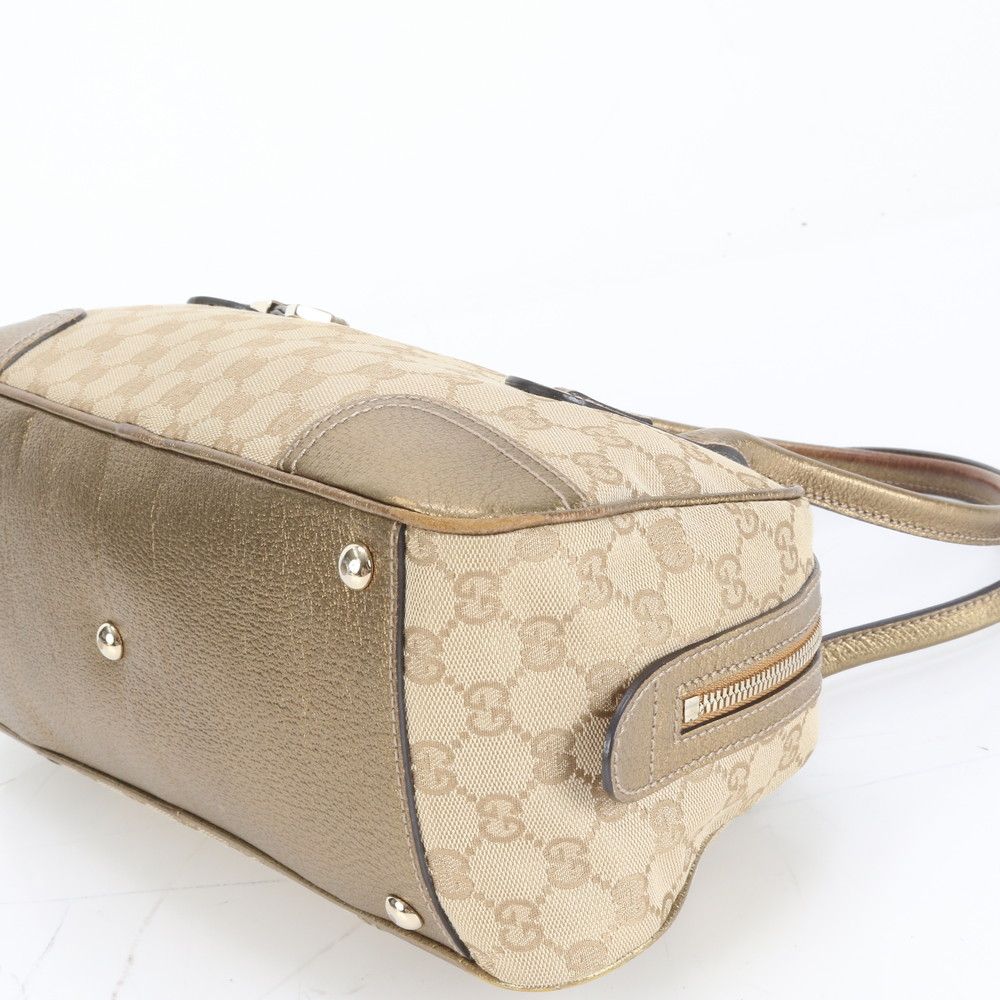 極美品 グッチ GG キャンバス プリンシー リボン ミニ ボストン 161720