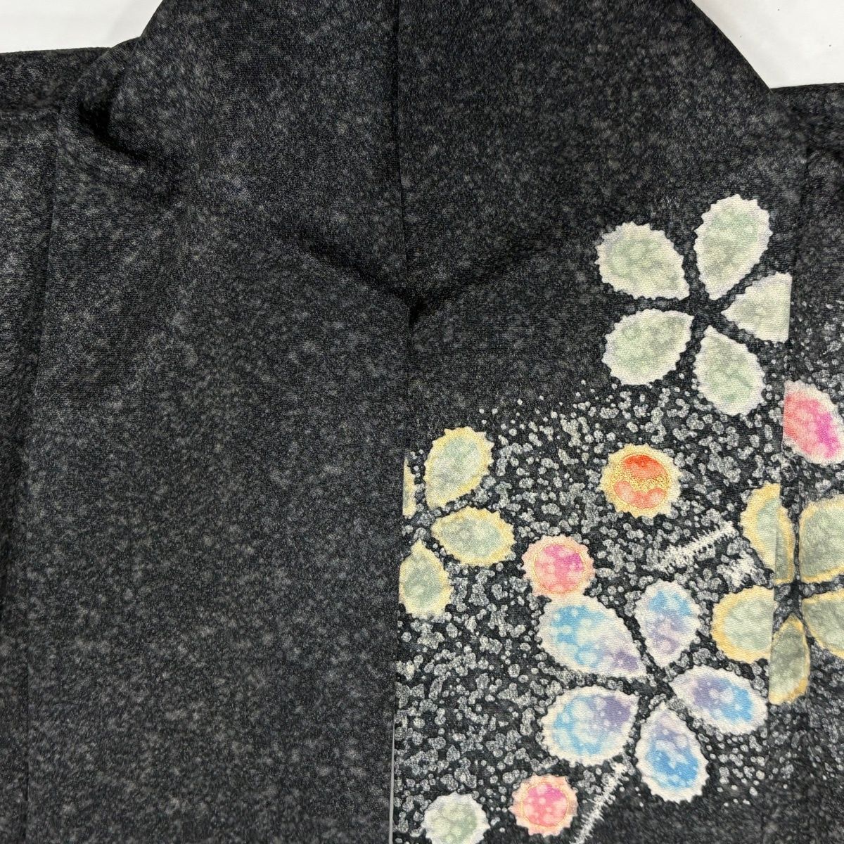 美品】 振袖 身丈162cm 裄丈66cm M 袷 草花 金彩 墨色 正絹 秀品