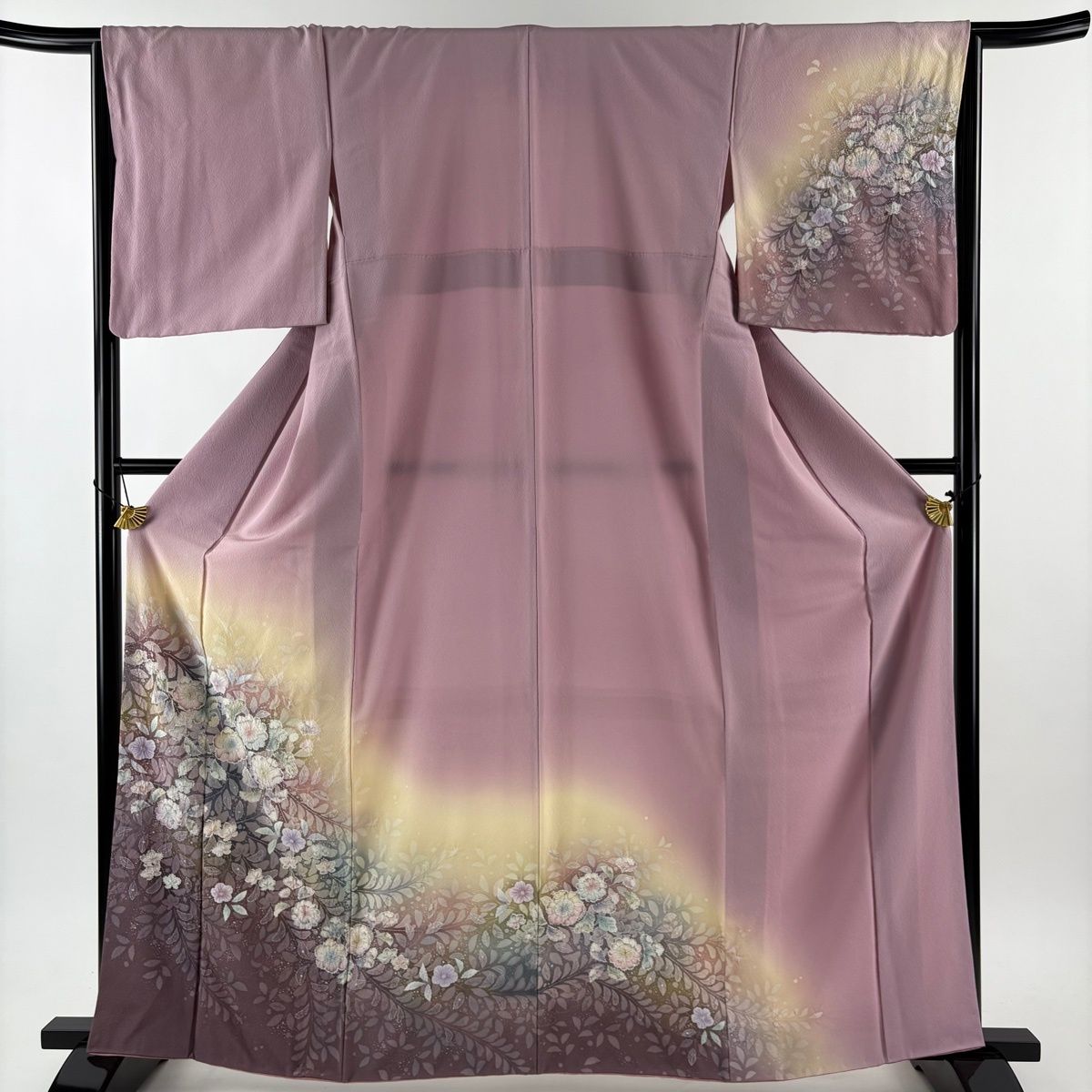 訪問着 身丈162cm 裄丈65cm M 袷 辻が花 ぼかし 染め分け 薄ピンク