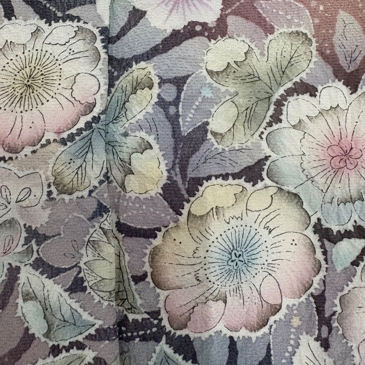 訪問着 身丈162cm 裄丈65cm M 袷 辻が花 ぼかし 染め分け 薄ピンク