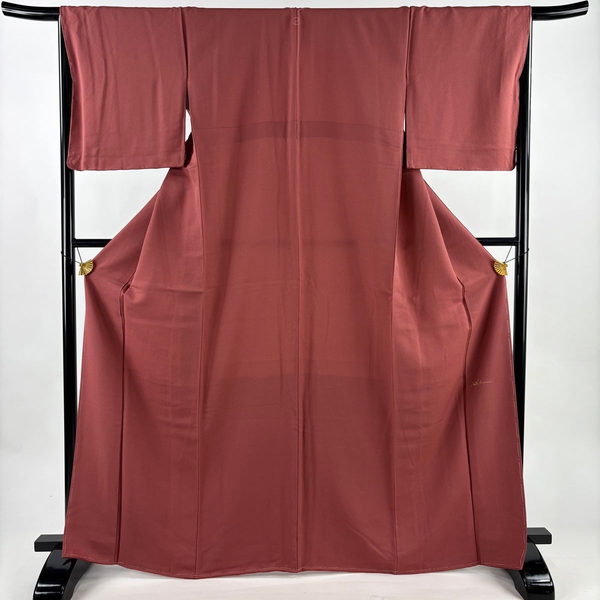 色無地 身丈166.5cm 裄丈65.5cm M 袷 落款 赤紫 正絹 秀品 一つ紋 