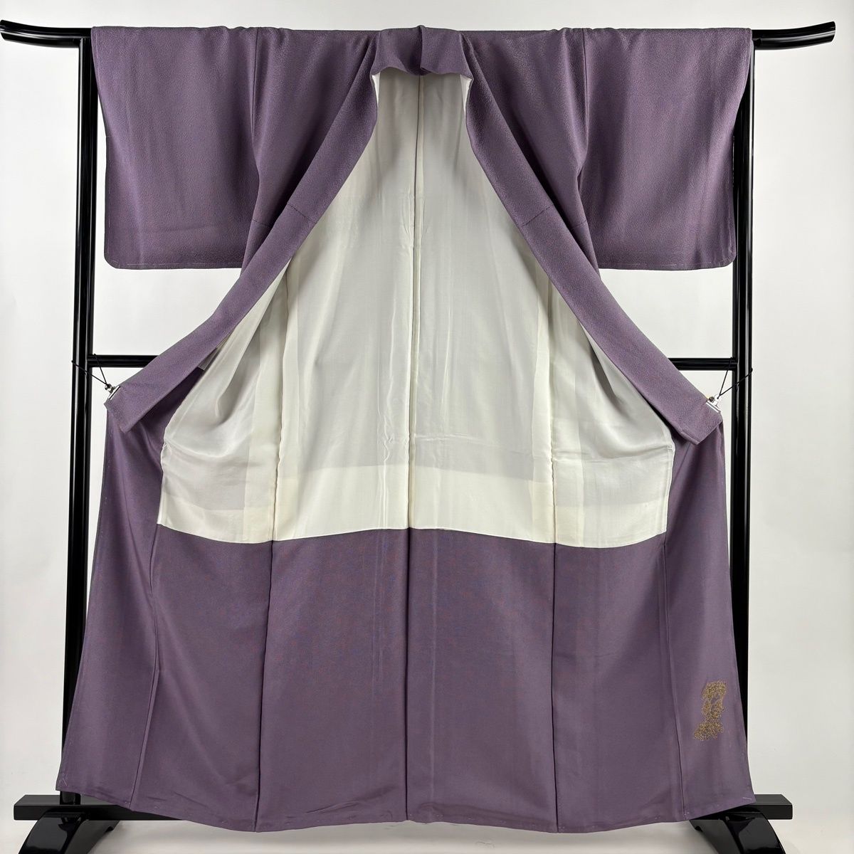 江戸小紋 身丈161cm 裄丈65cm M 袷 鮫 紫 正絹 秀品 一つ紋 【中古