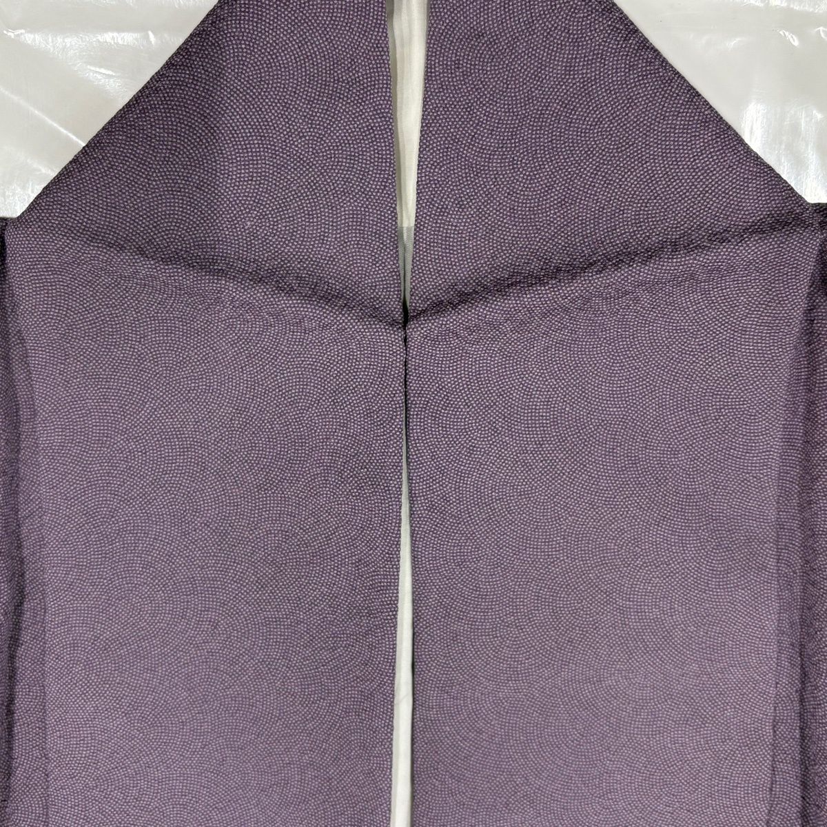 江戸小紋 身丈161cm 裄丈65cm M 袷 鮫 紫 正絹 秀品 一つ紋 【中古