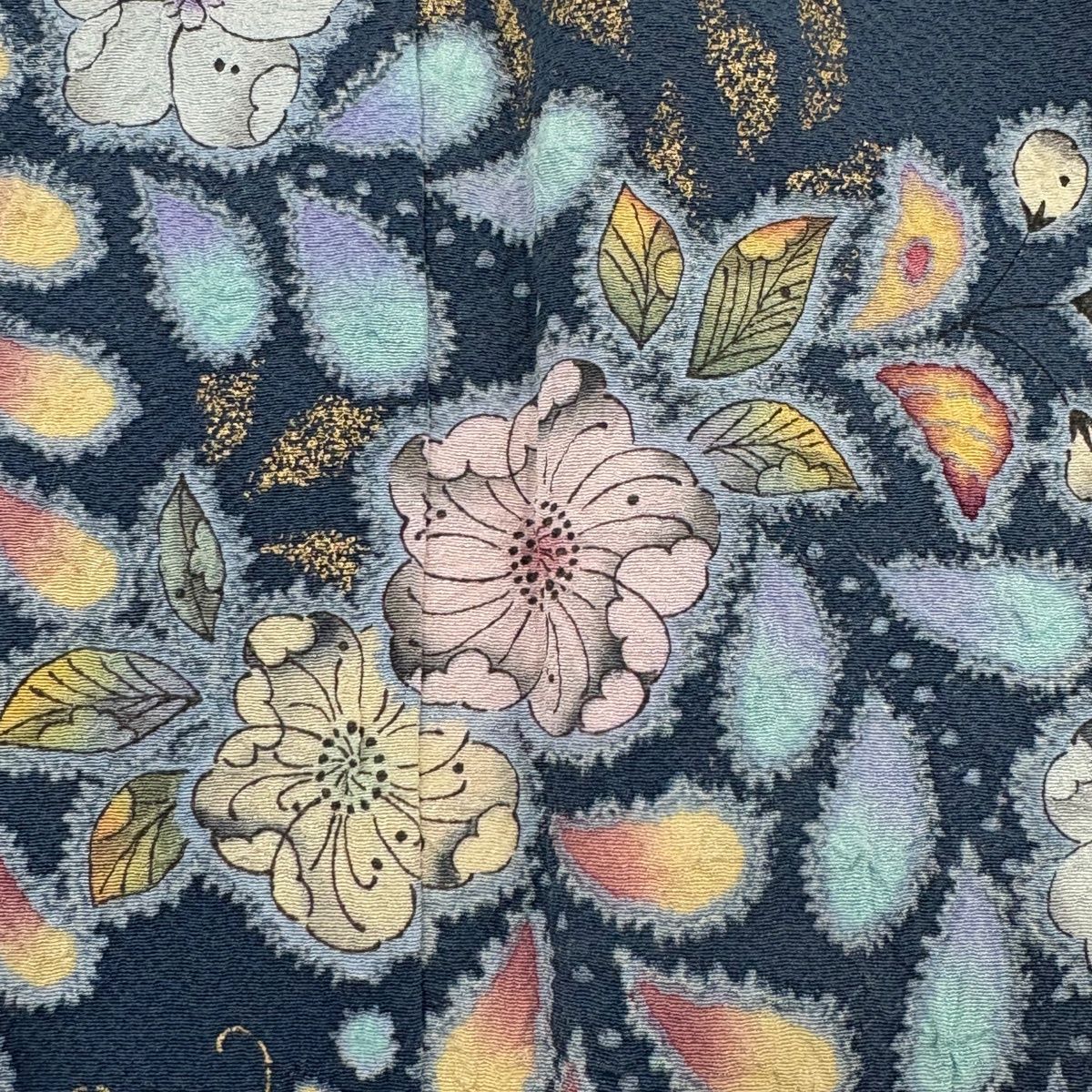 翠山工房 セット 金通し 辻ヶ花 辻が花 訪問着 落款 絞り 青 灰色 翠山工房 セット 金通し 辻ヶ花 辻が花 訪問着 落款 絞り 青 灰色