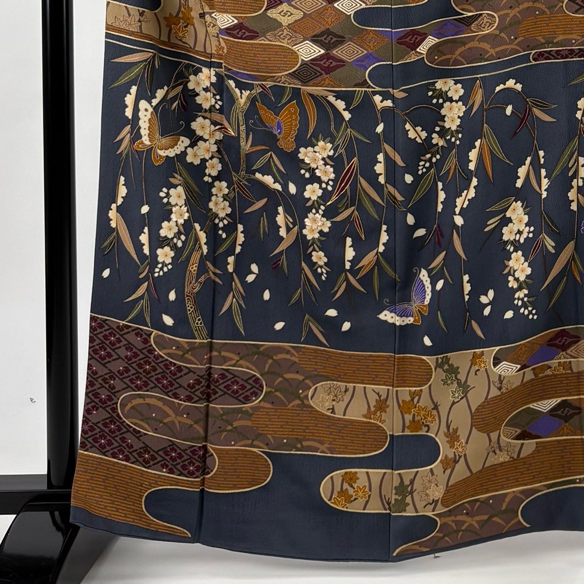 正絹 単衣 付下 花井幸子 未使用品 訪問着 身丈164cm 裄丈65.5cm M 袷 花井幸子 落款 蝶 桜 金糸 金彩