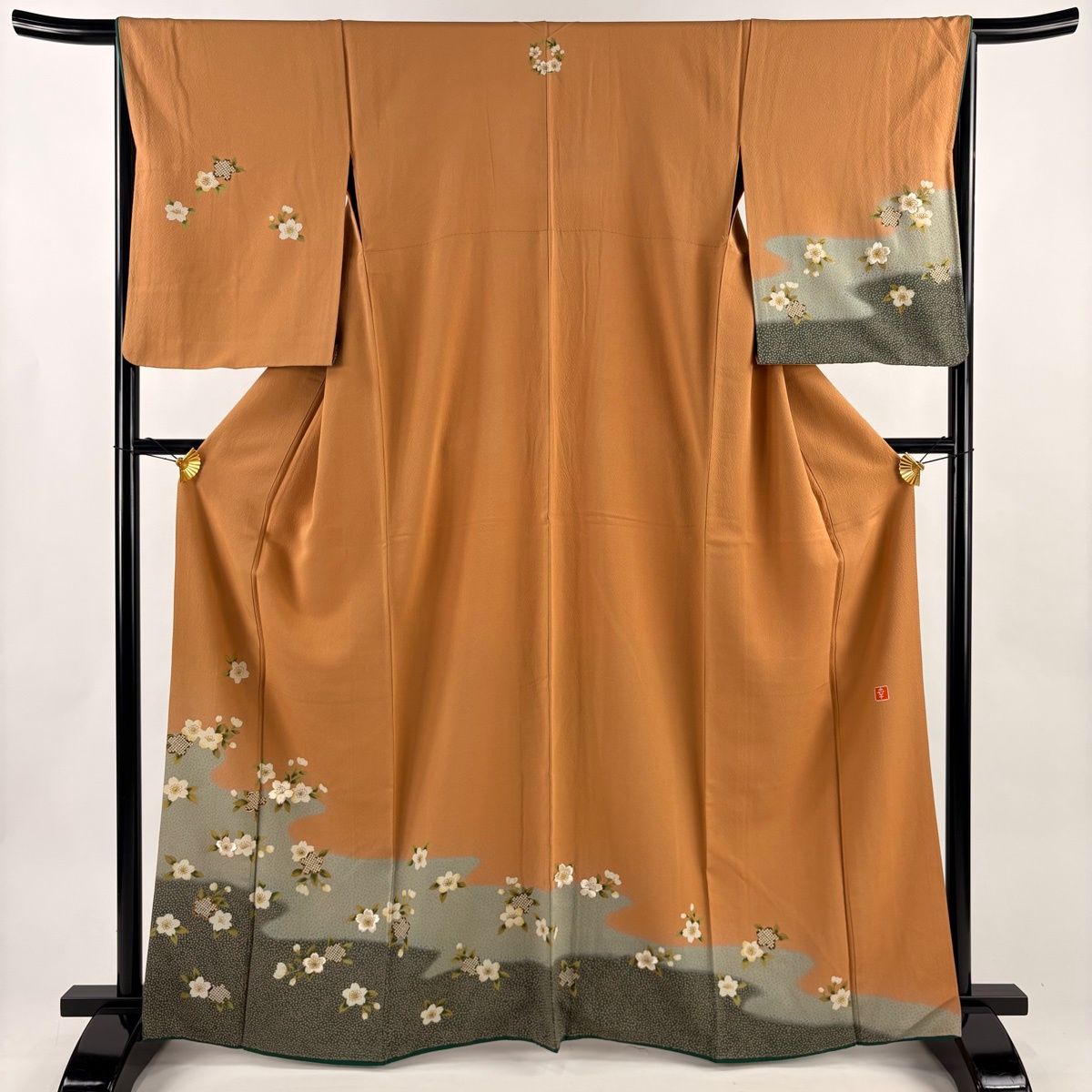 正絹 単衣 付下 花井幸子 未使用品 付下げ 身丈165cm 裄丈65.5cm M 袷 花井幸子 ふき綿仕立て 落款 桜 霞