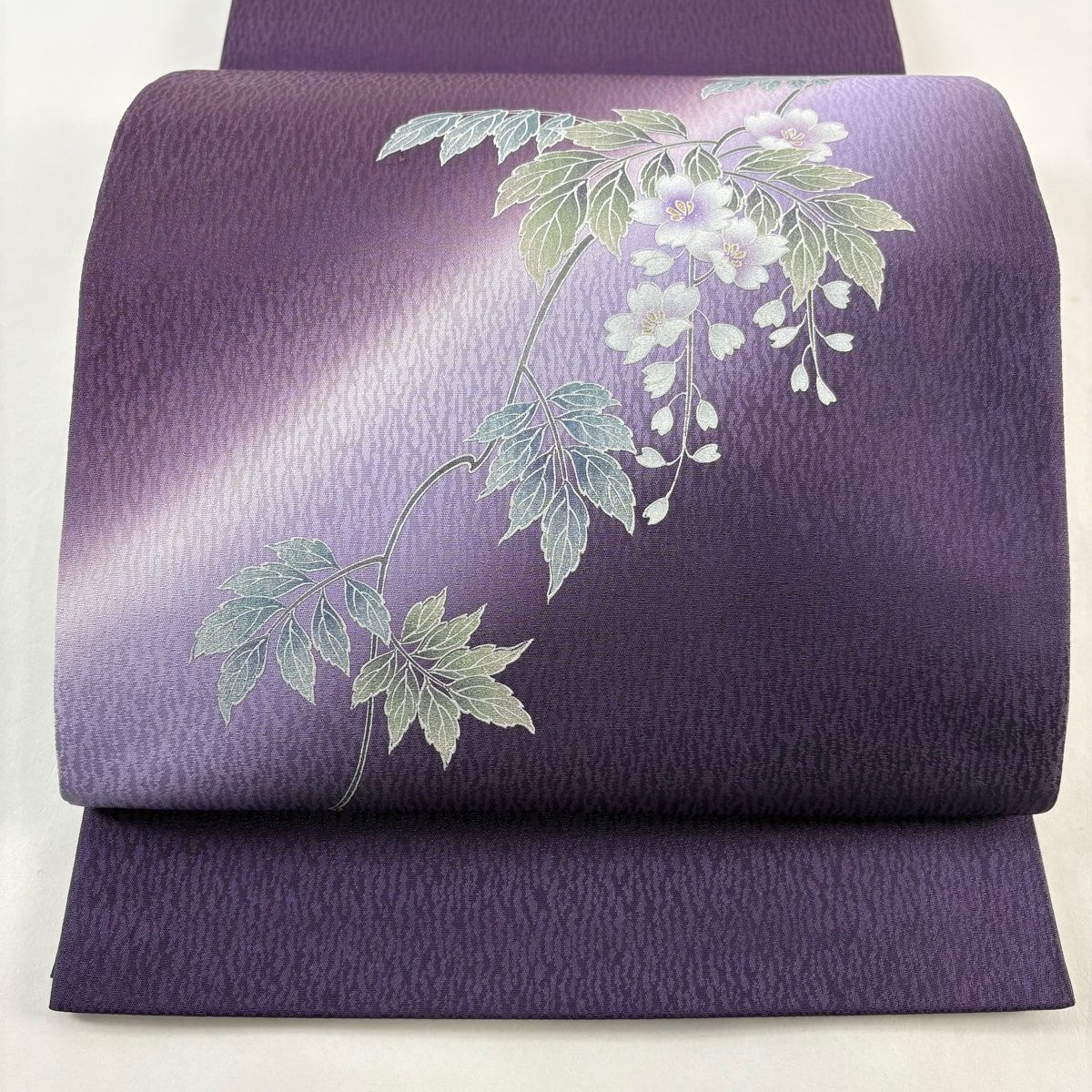 美品】 袋帯 秀品 桜 銀彩 ぼかし 濃紫 お太鼓柄 正絹 【中古】 - メルカリ