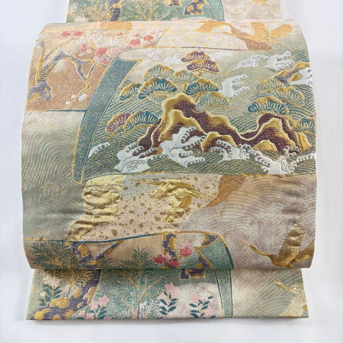 美品】 袋帯 秀品 巻物 松 金糸 箔 金色 六通 正絹 【中古】 - メルカリ