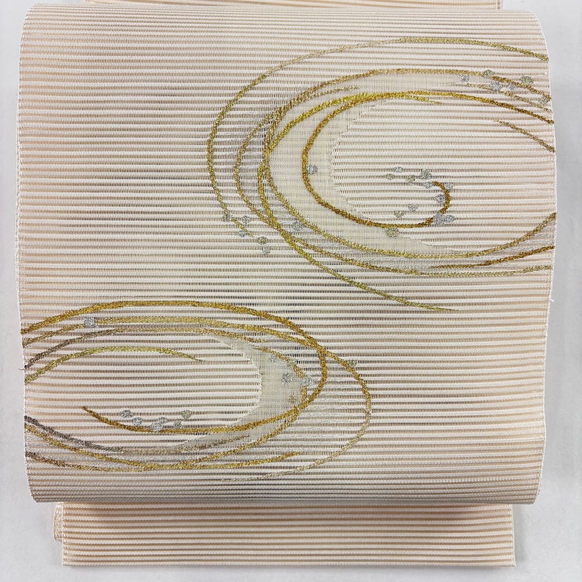 美品】 名古屋帯 秀品 夏帯 絽 八寸名古屋帯 松葉仕立て 水面 金銀糸