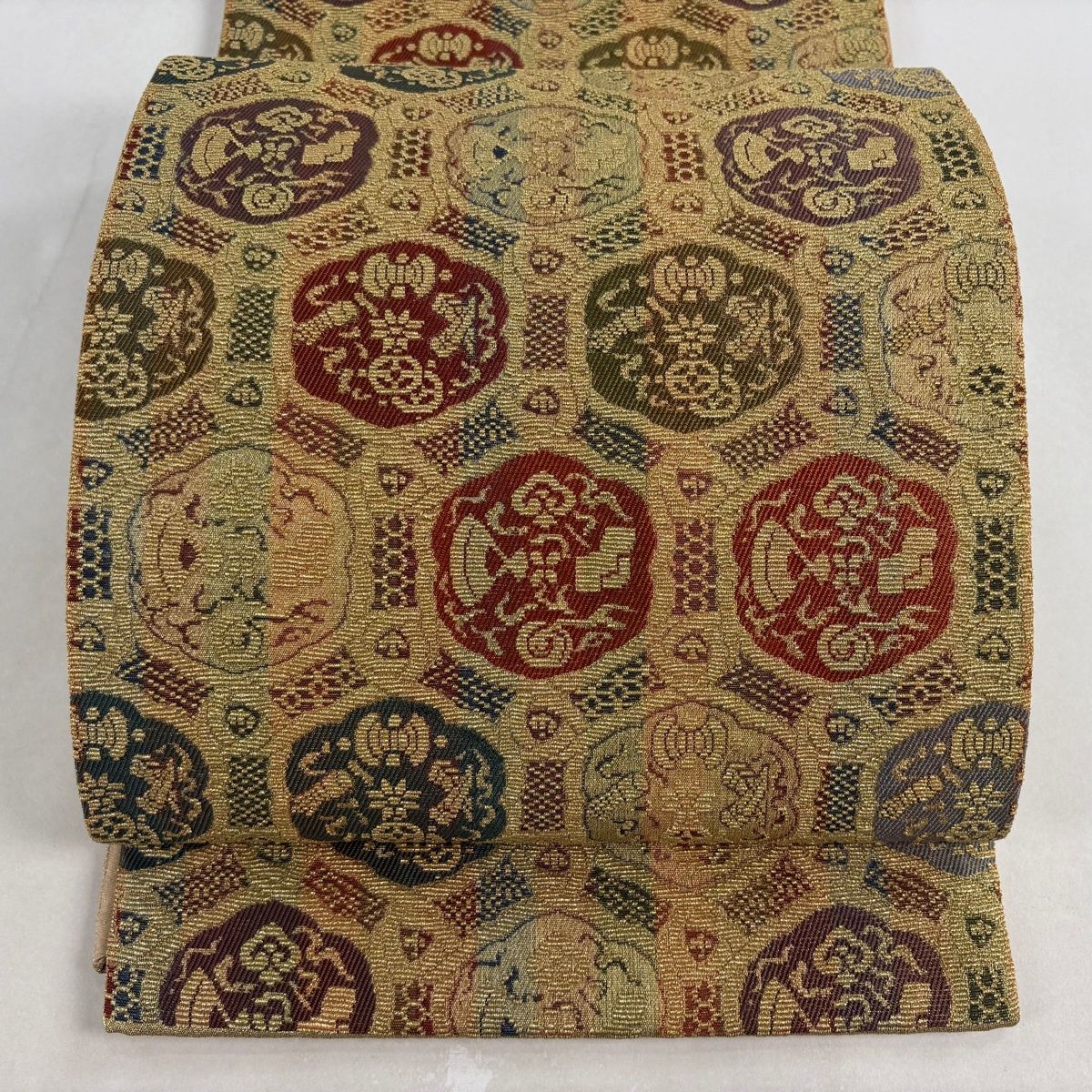 袋帯祥園謹製　六通柄袋帯　宝尽くし文様　金糸　正絹　逸品 袋帯 名品 宝尽くし 花柄 金糸 金色 六通 正絹 【中古】 - メルカリ