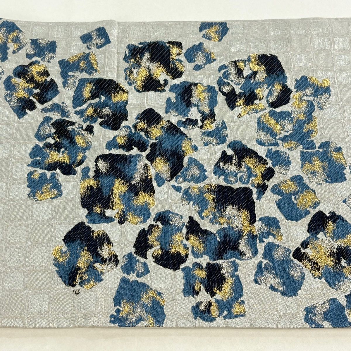 美品】 袋帯 名品 天然廃汁発酵建藍染 藍琳派 箔散らし 金銀糸 灰色
